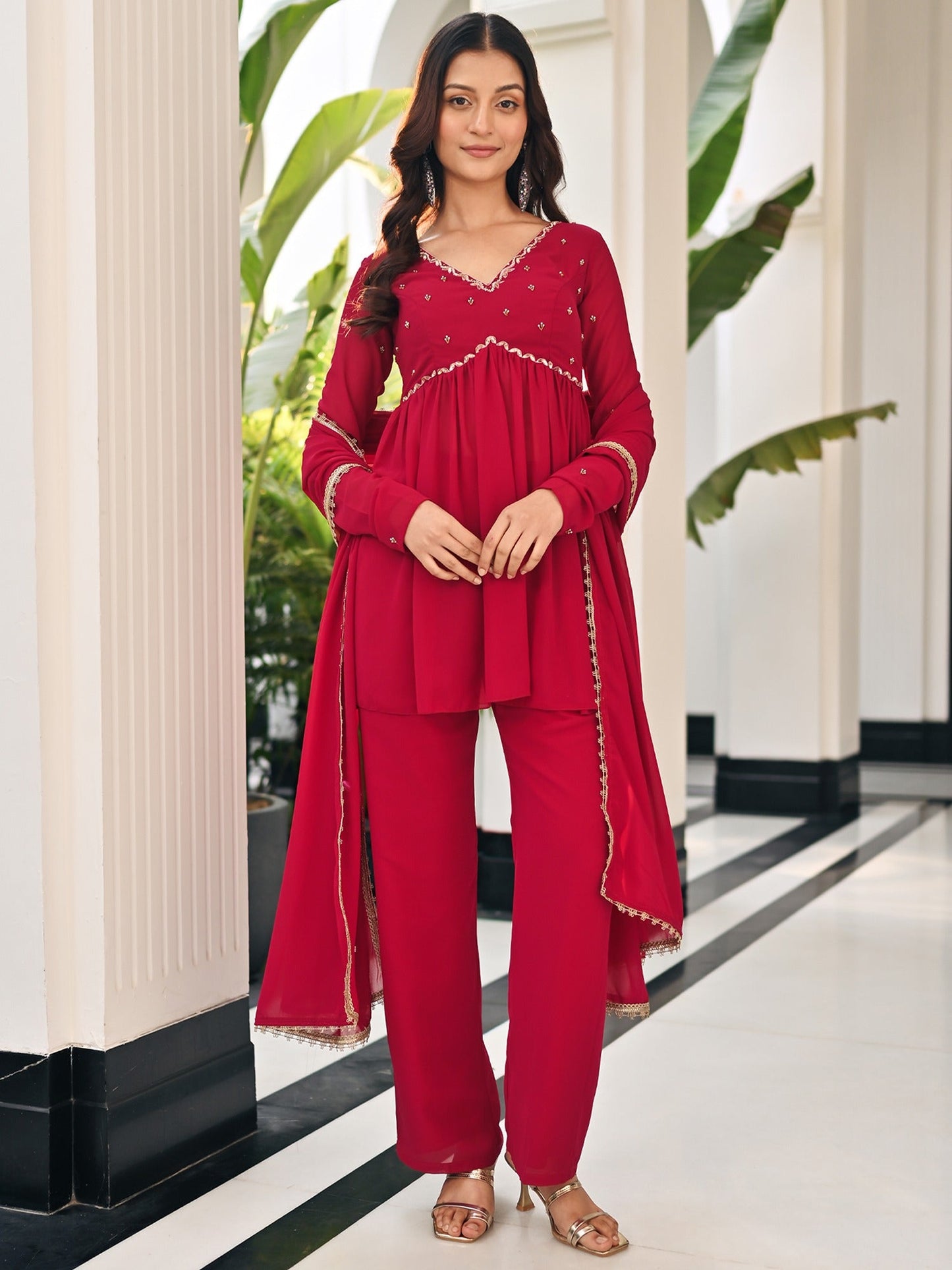Phoolkari Maroon sharara