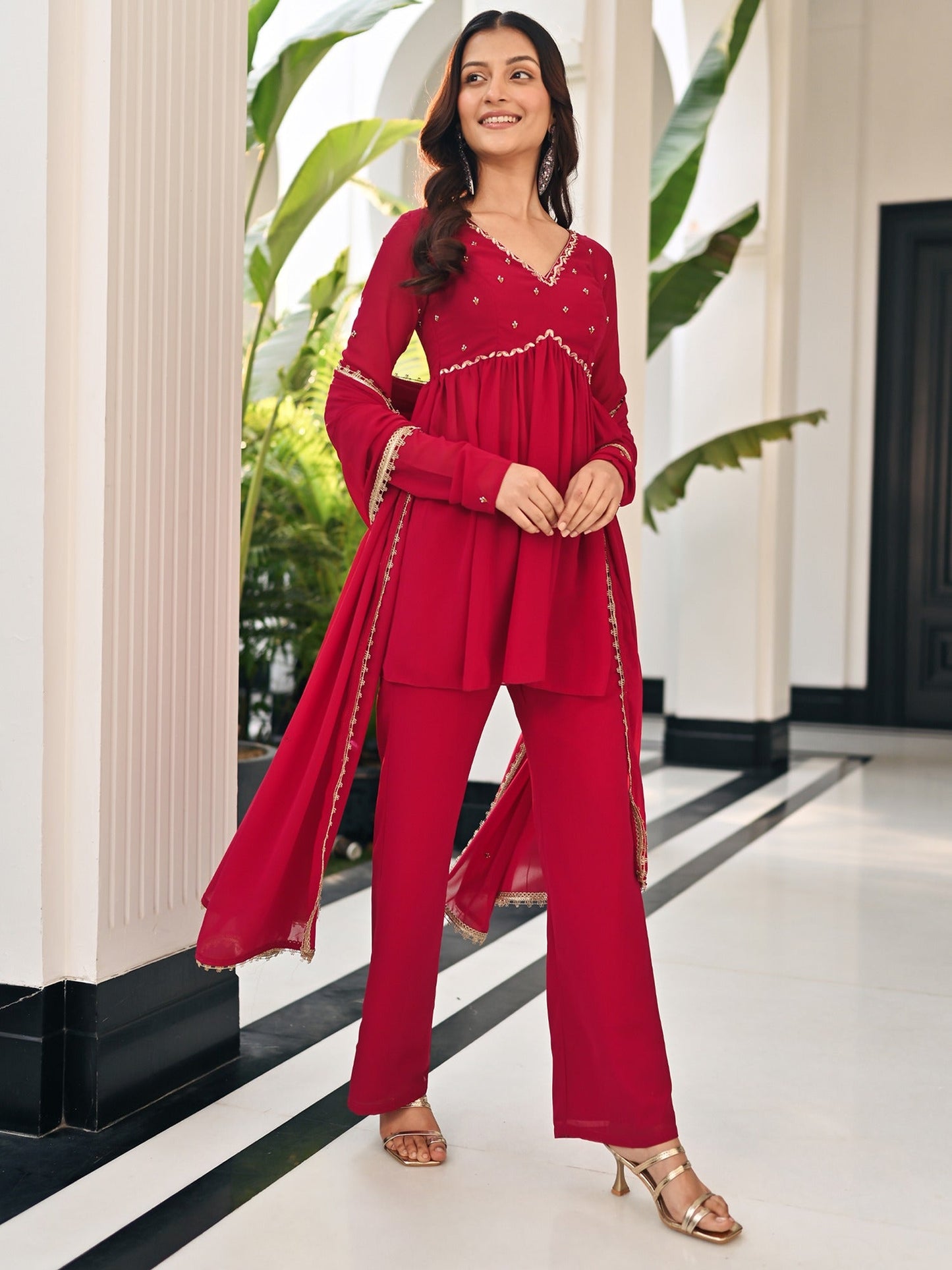 Phoolkari Maroon sharara