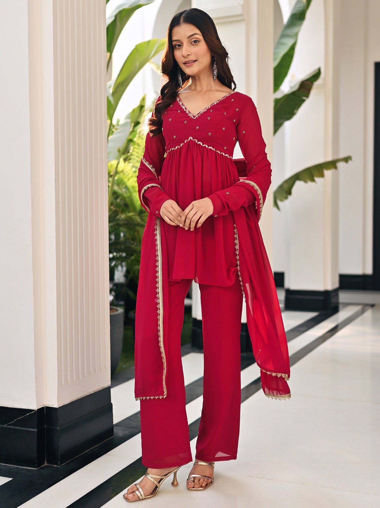 Phoolkari Maroon sharara