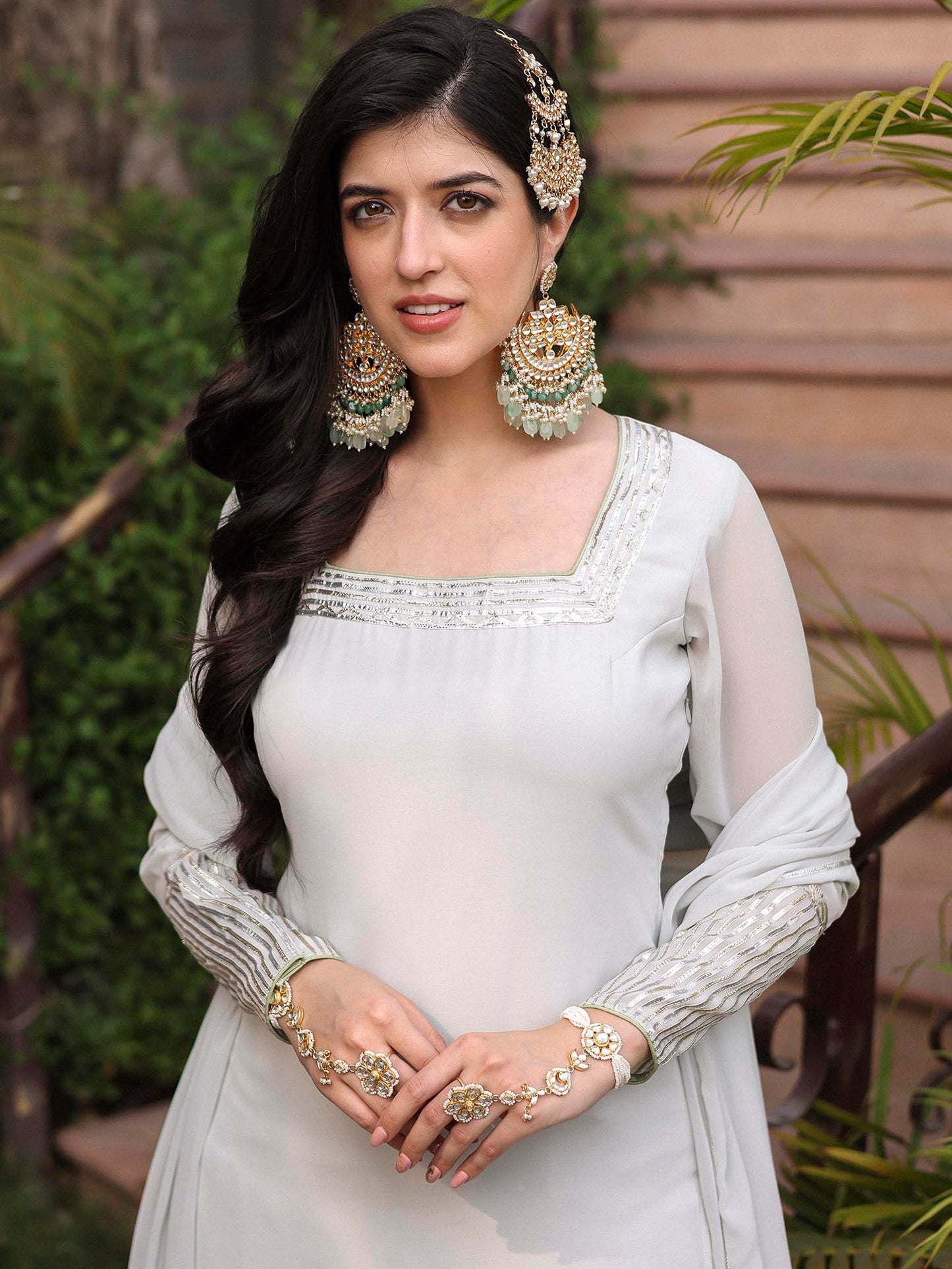 GREY KURTA CHURIDAR DHOTI SET