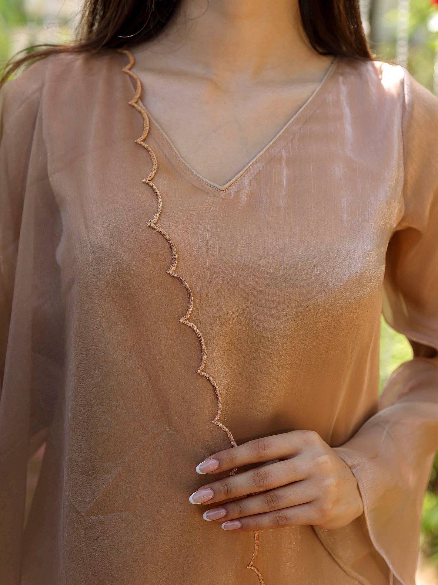 Brown Embroidered Kurta Set