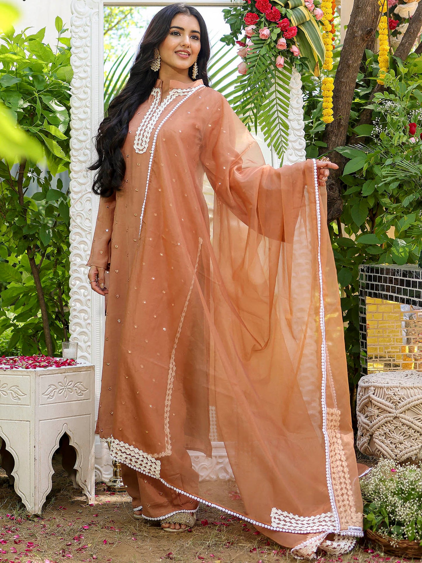 Brown Mirror Kurta Set