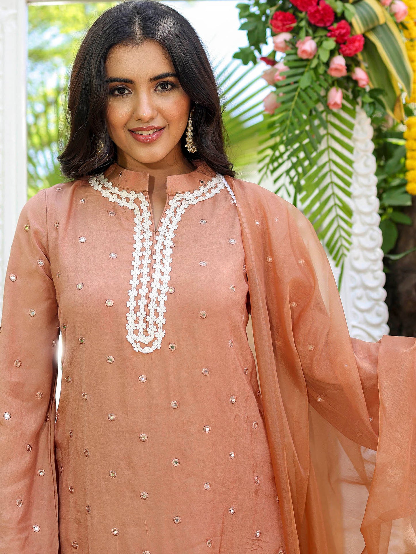Brown Mirror Kurta Set