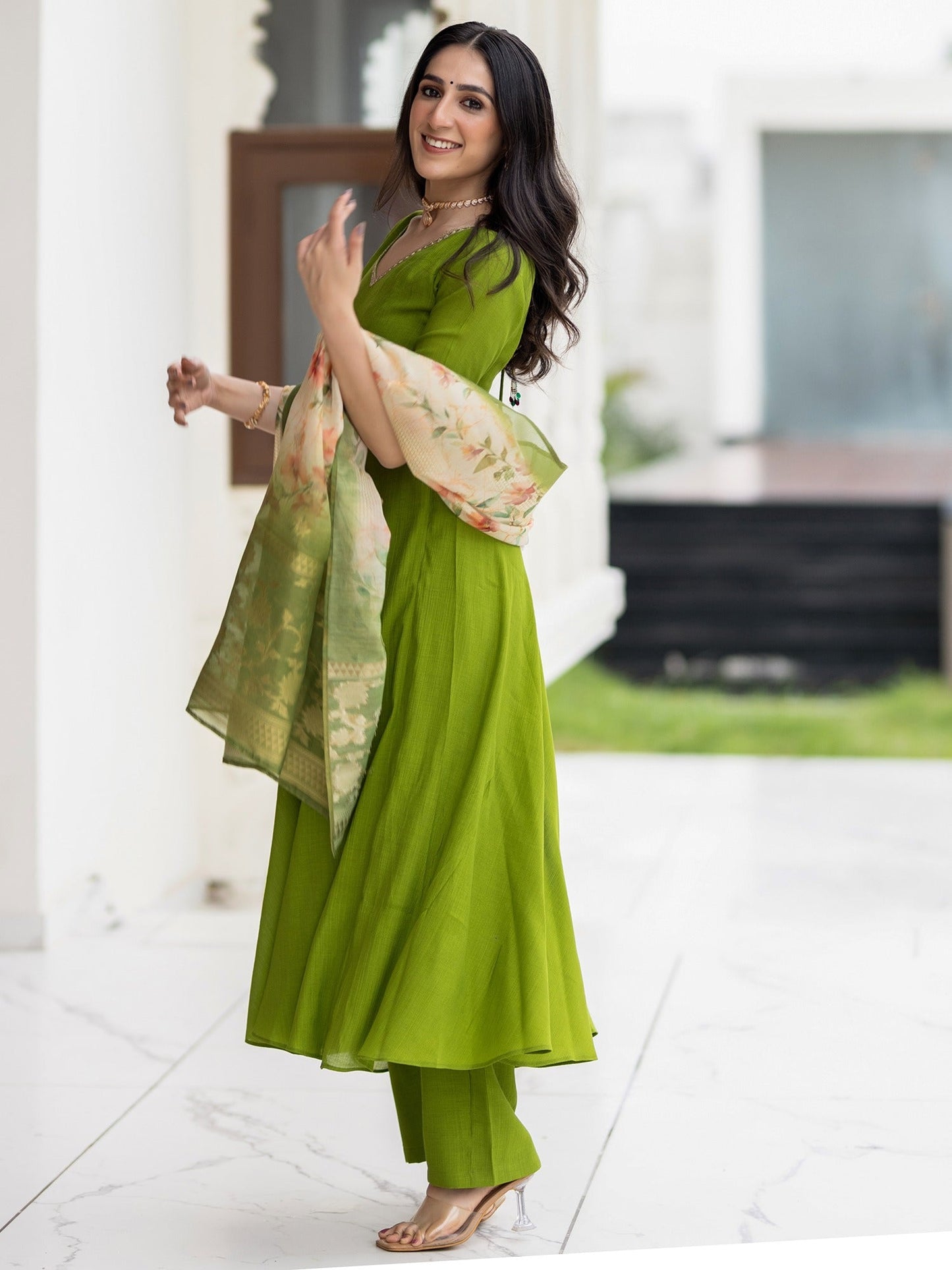 Ethnic Olive Suit Set