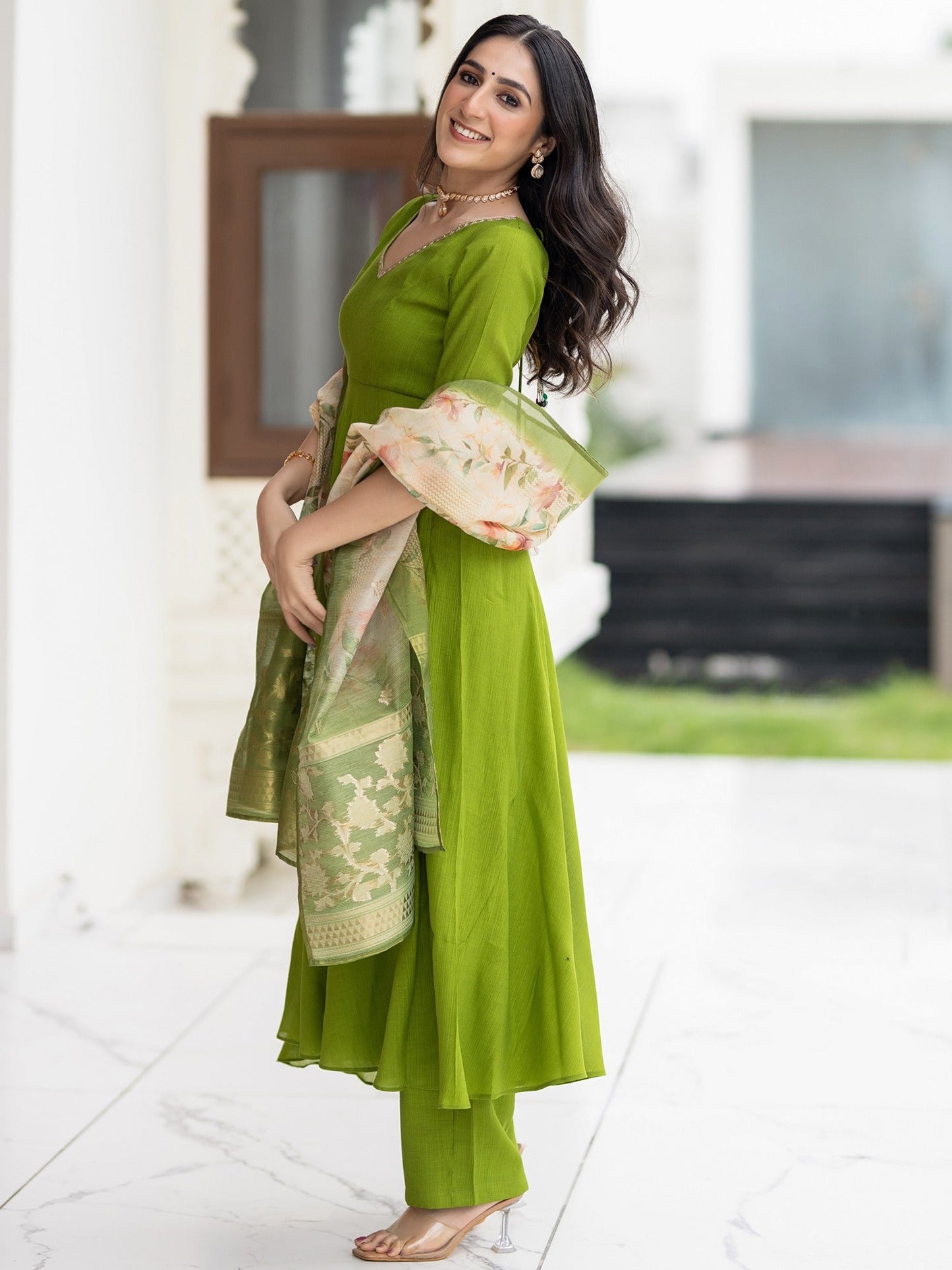 Ethnic Olive Suit Set