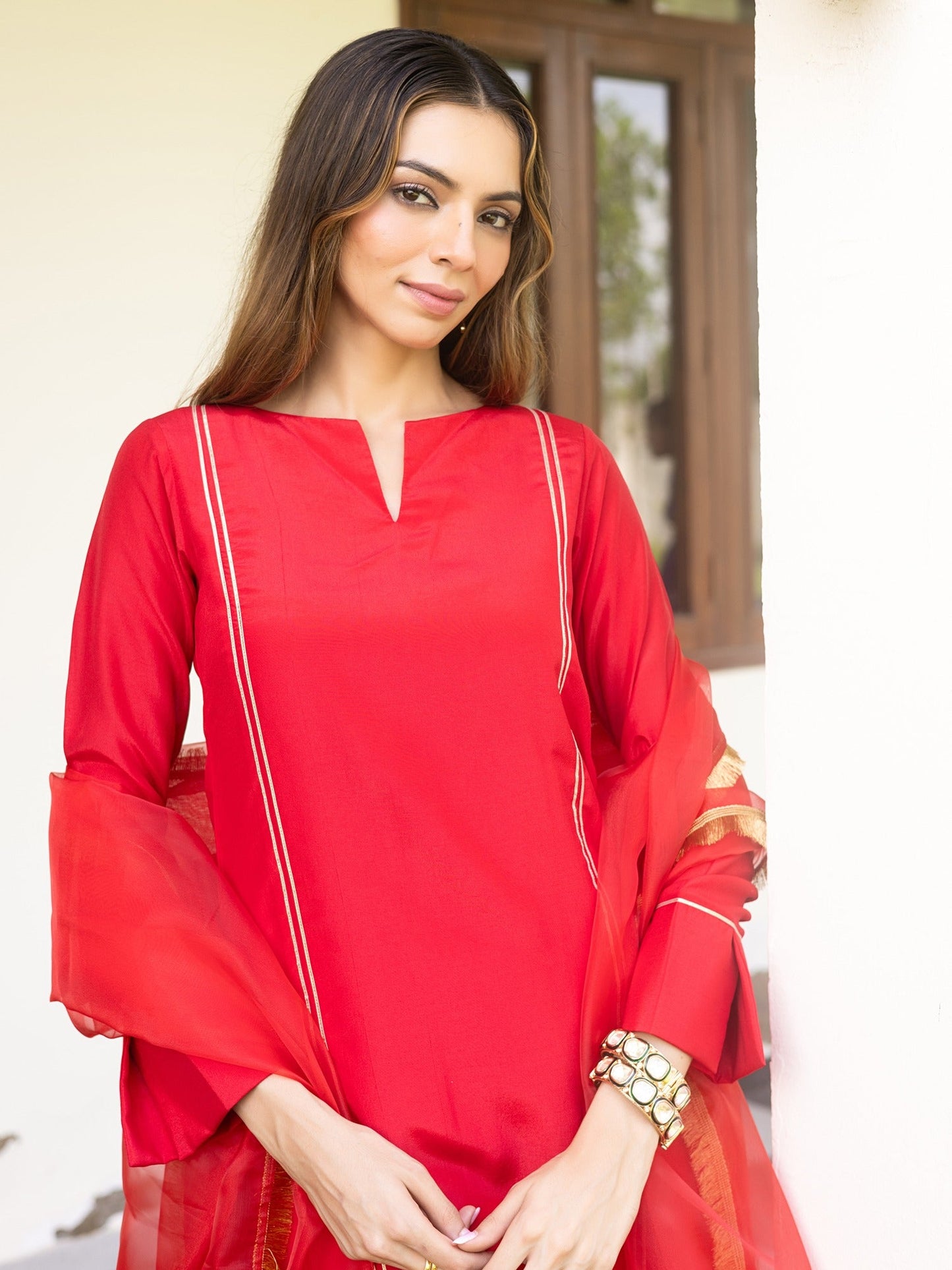 Peacock Red Kurta Set