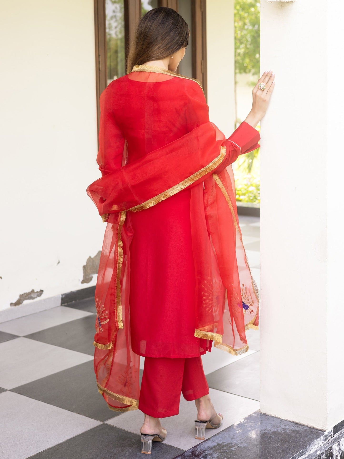 Peacock Red Kurta Set