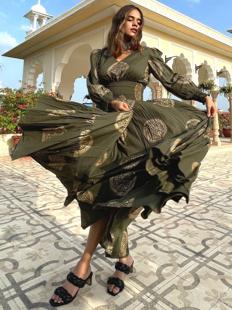 Green Printed Dress
