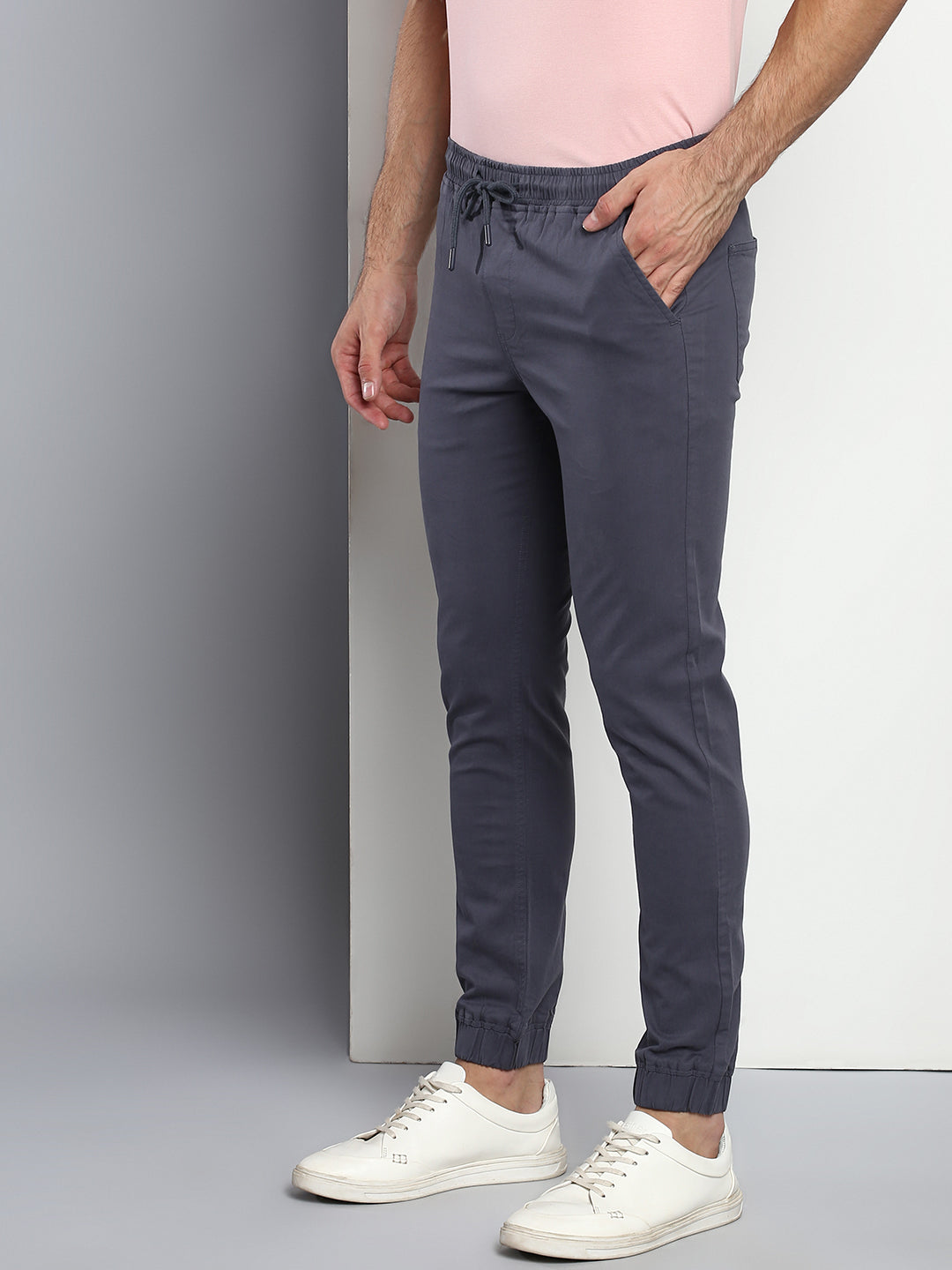Men's Straight Fit Cotton Joggers (Steelgrey)