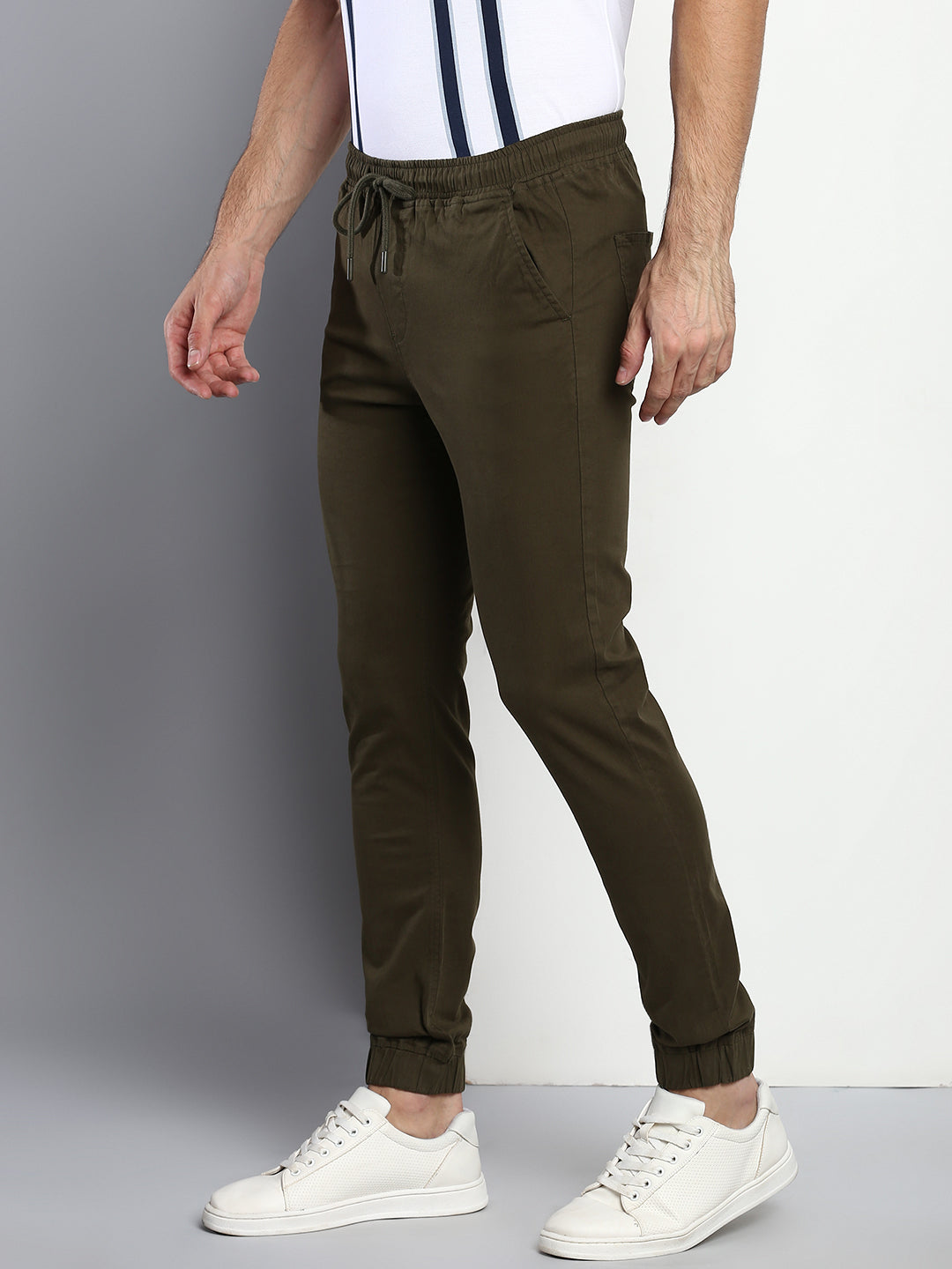 Men's Straight Fit Cotton Joggers (Olive)