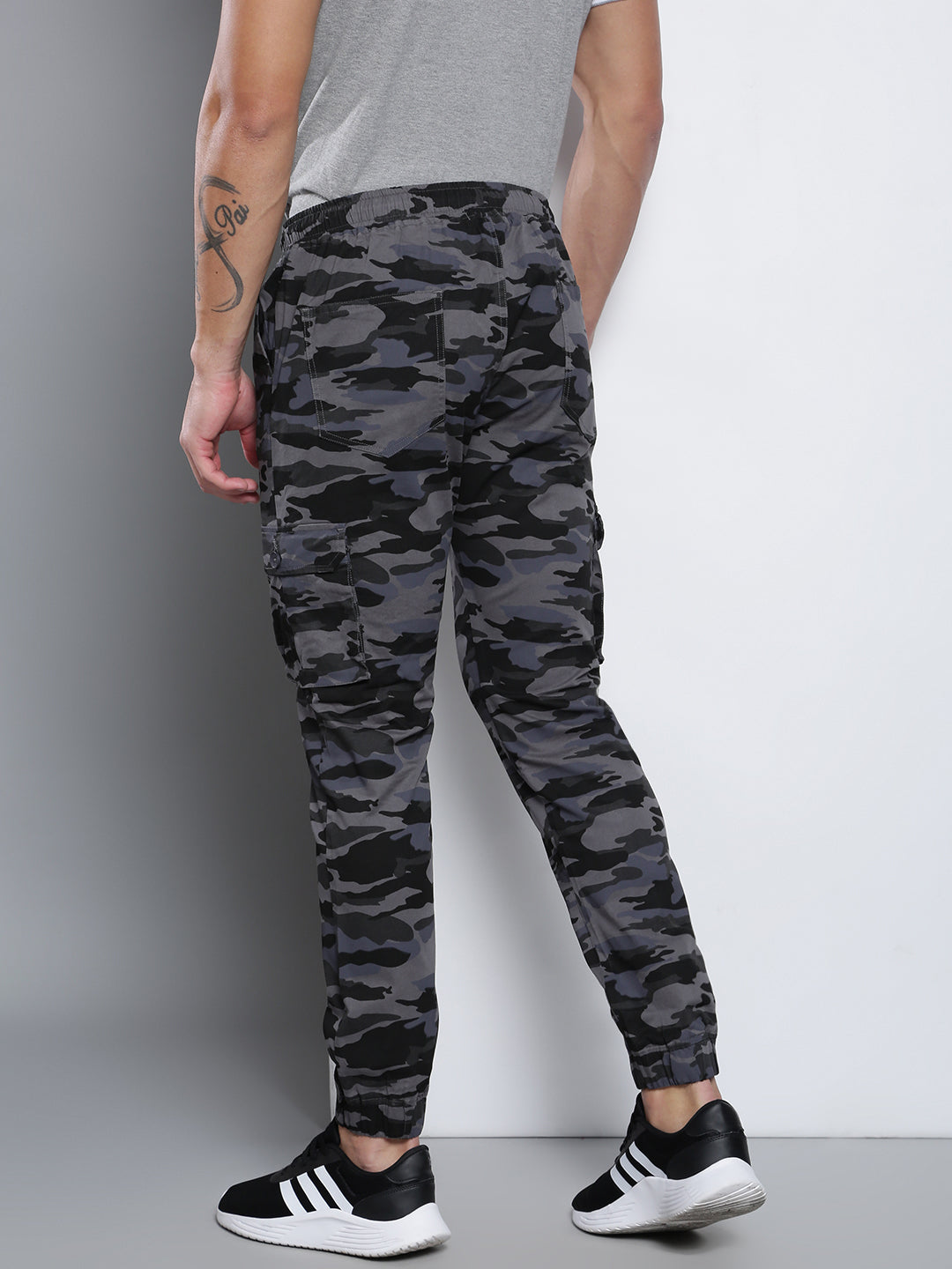 Men's Straight Fit Cotton Cargo Joggers (Natural Grey)