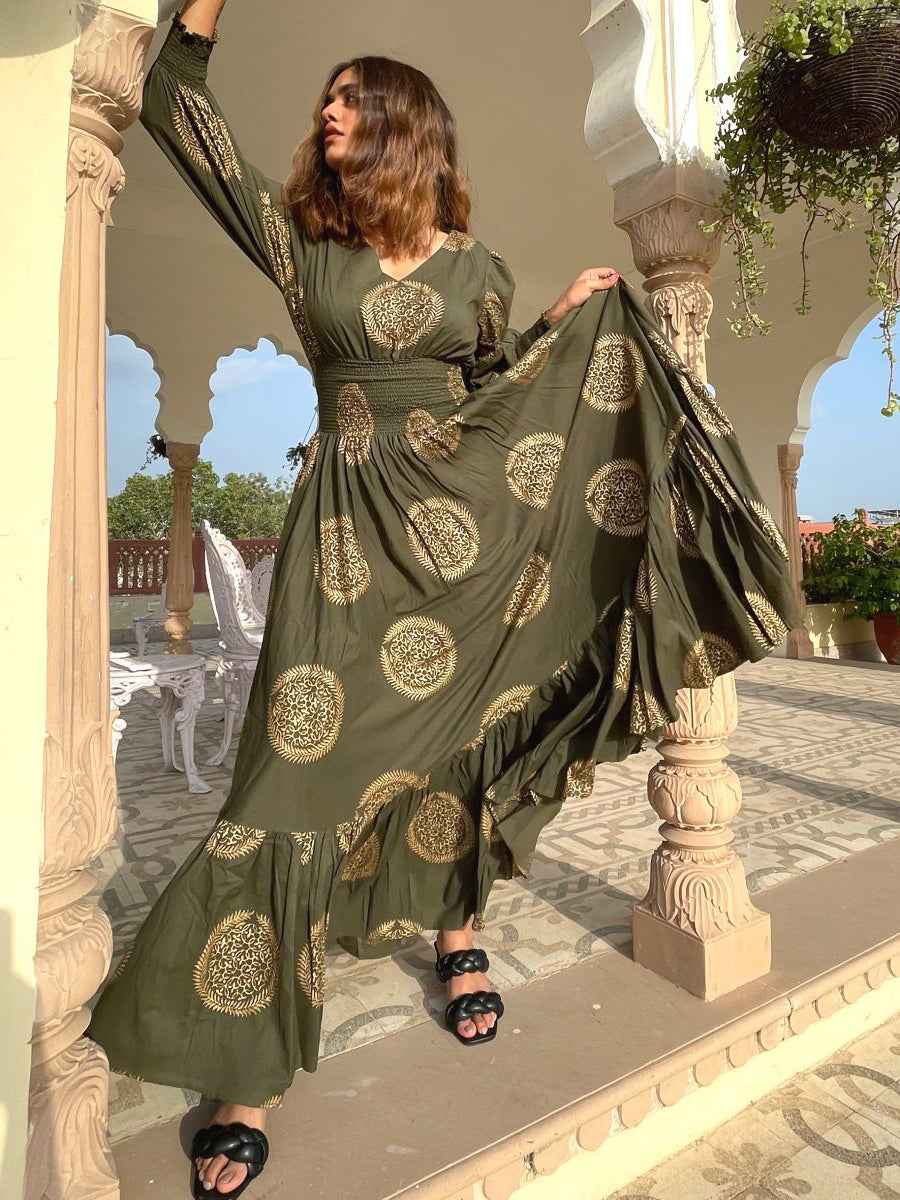 Green Printed Dress