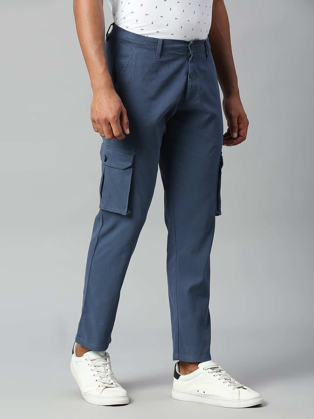 Men's Tapered Fit Cotton Cargo (Petrol Blue)