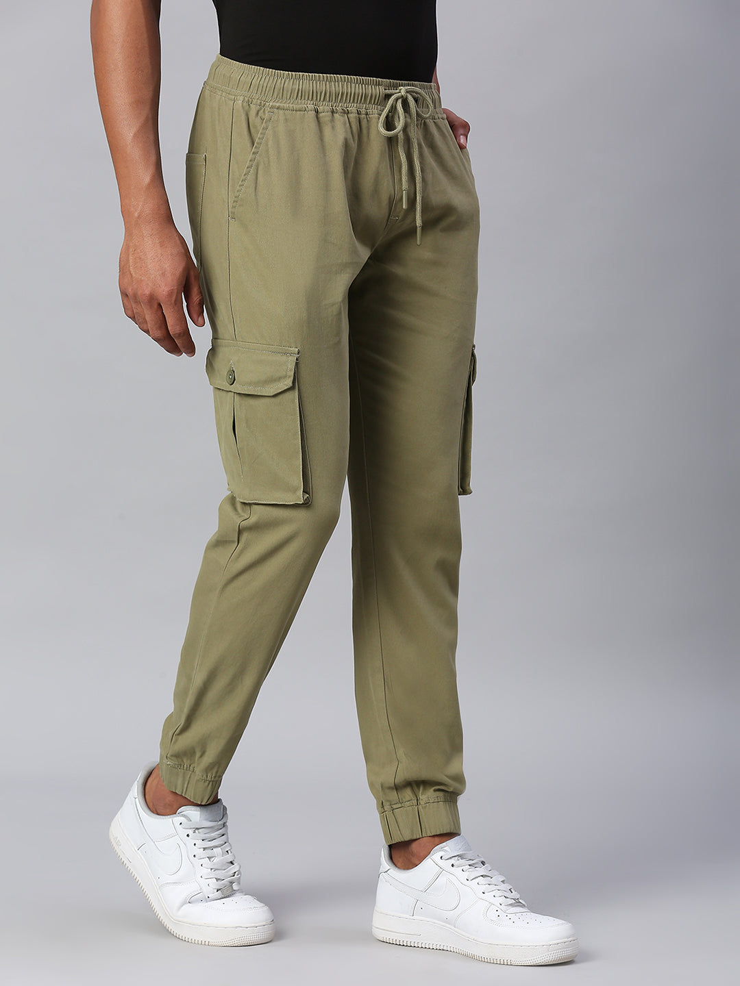 Men's Tapered Fit Cotton Joggers (Light Olive)