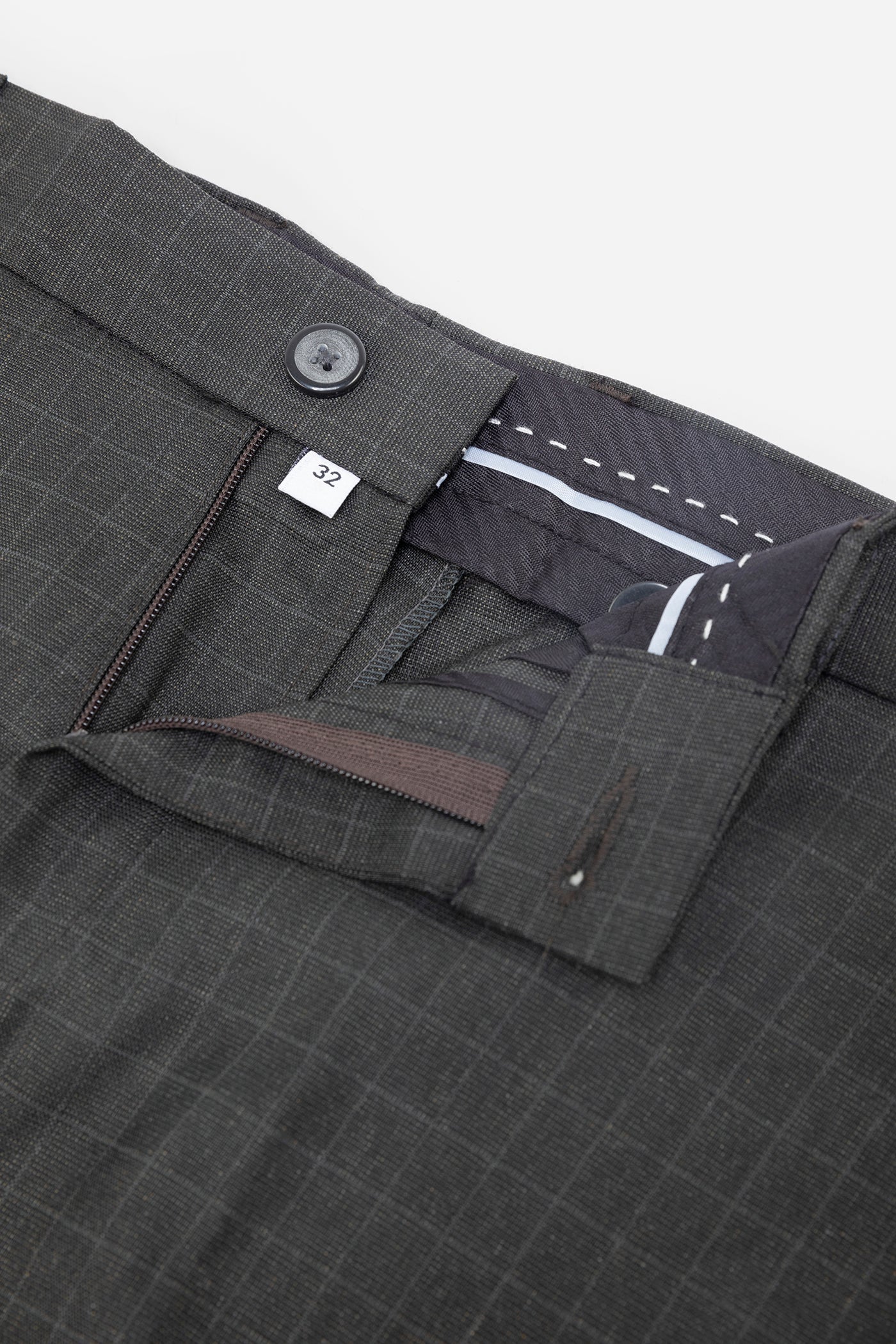 Men's Charcoal Checkered Formal Trousers