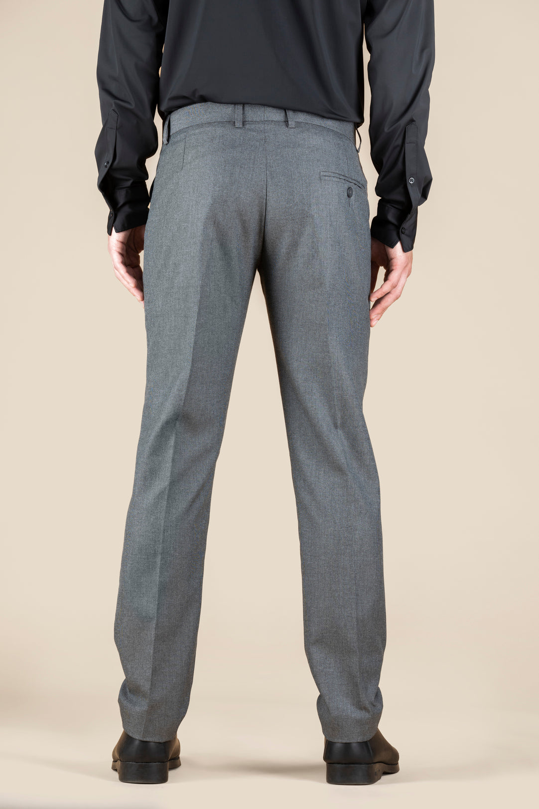 Men's Grey Slim Fit Non Stretch Formal Trouser With Flat Front