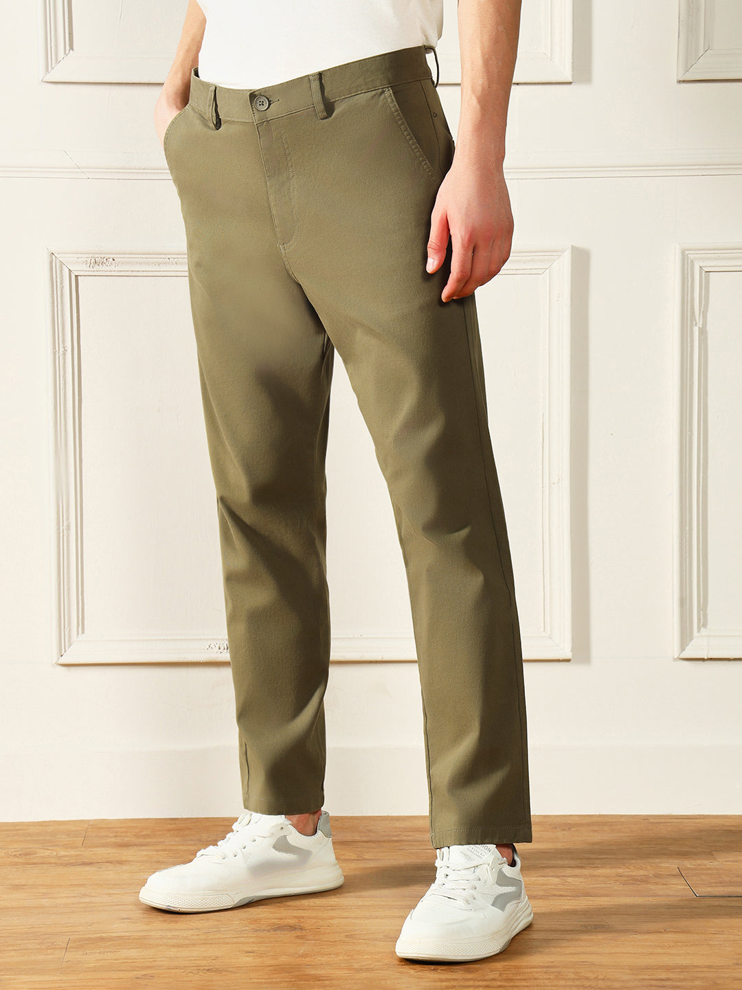 Men's Army Solid Casual Trousers