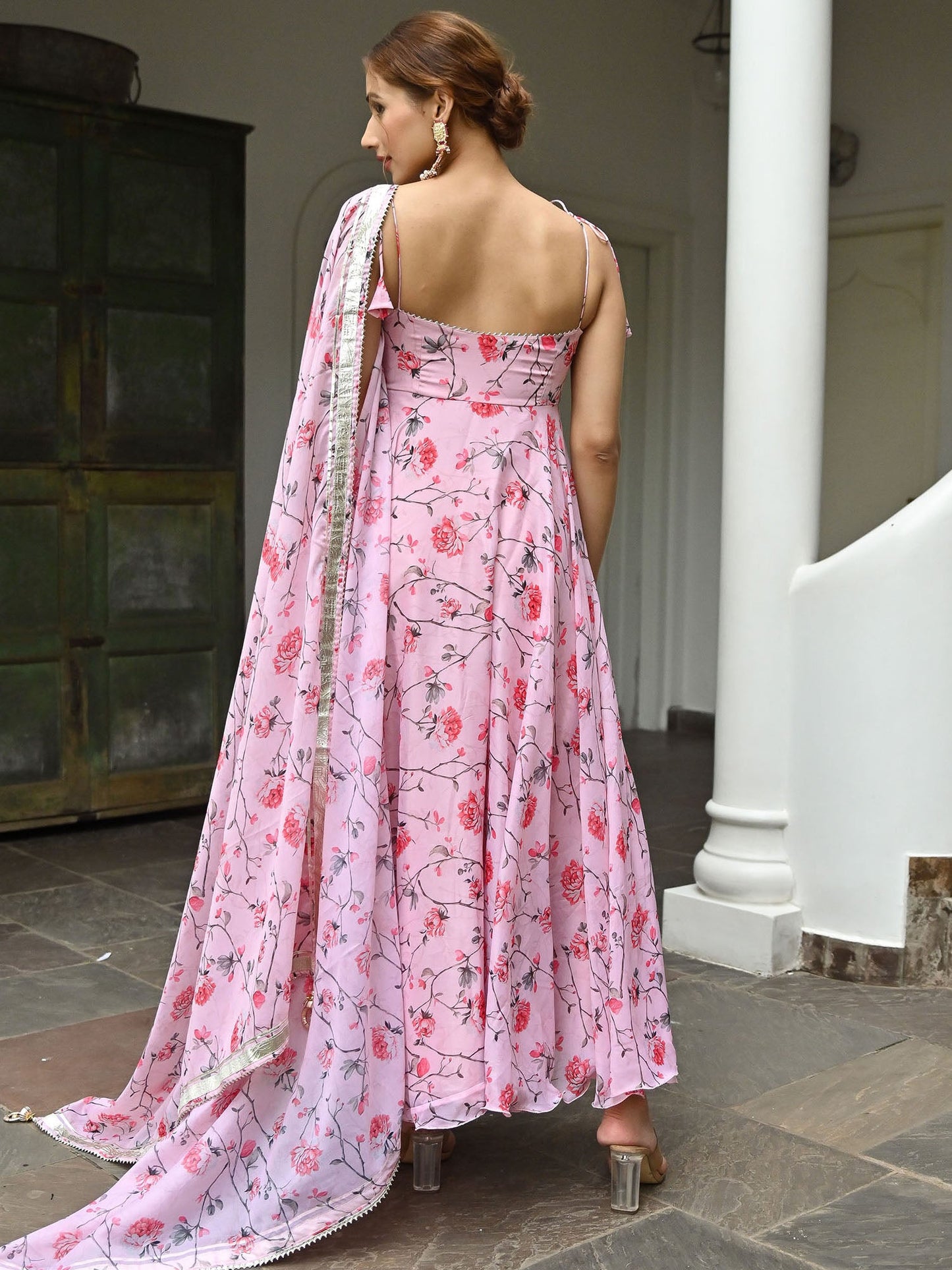 Rose Print Anarkali Set