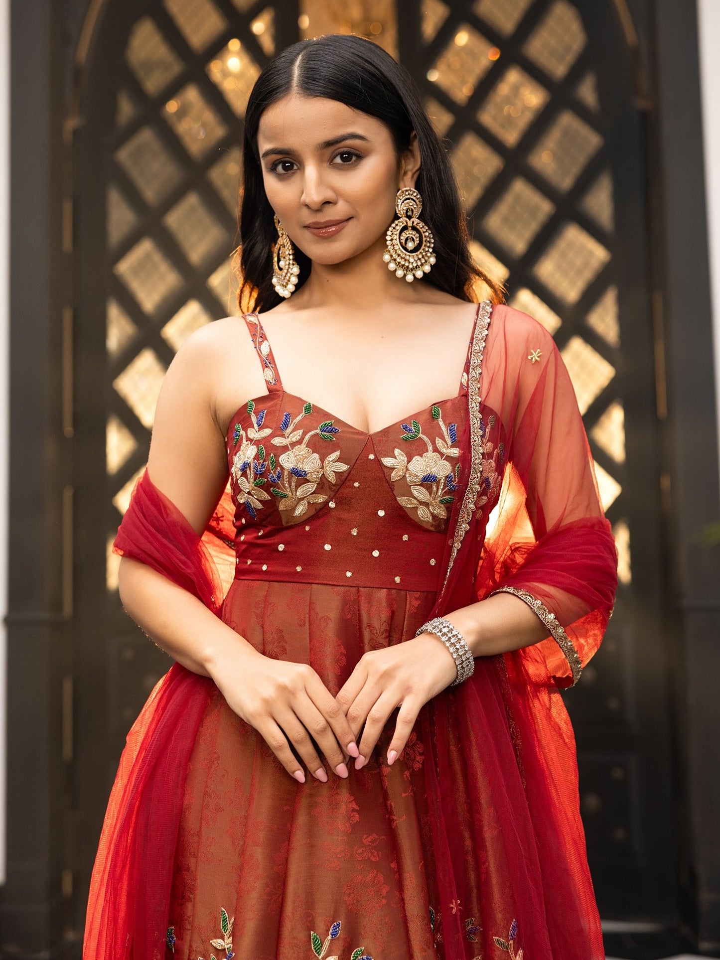The Royals Maroon Anarkali Set