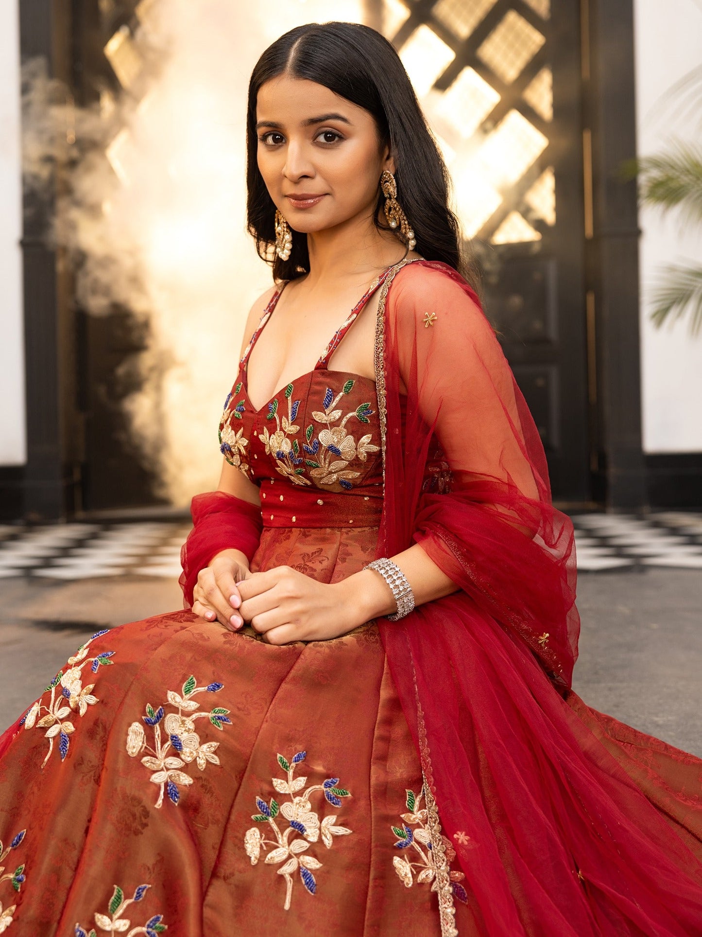 The Royals Maroon Anarkali Set