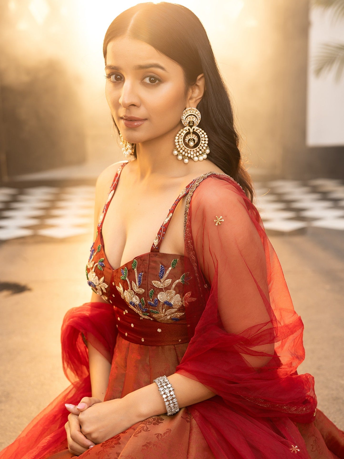 The Royals Maroon Anarkali Set