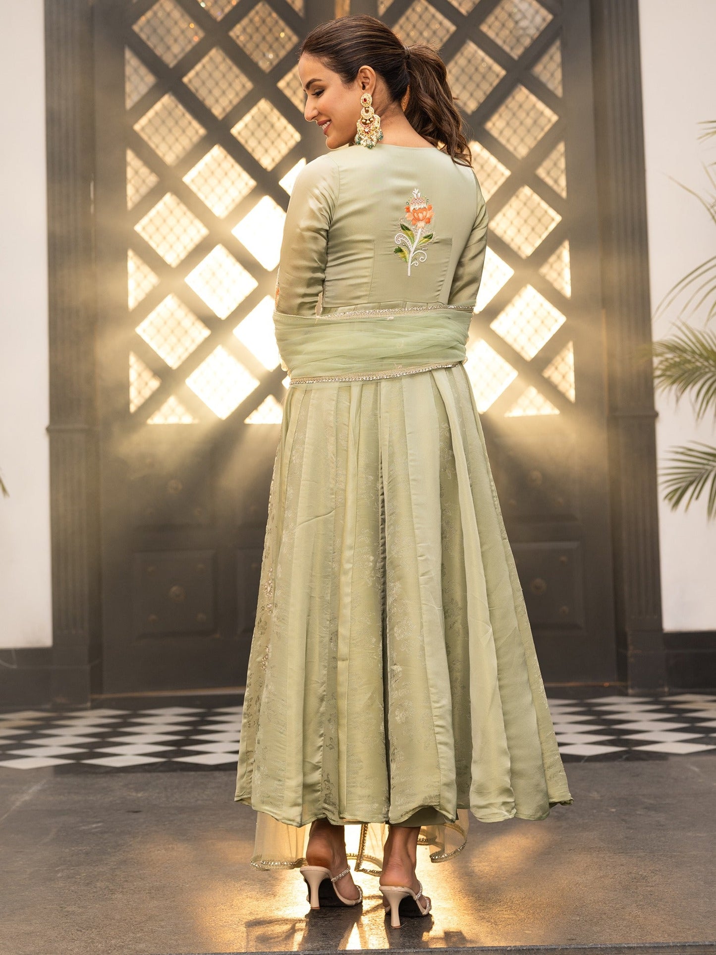 The Royals Green Anarkali Set