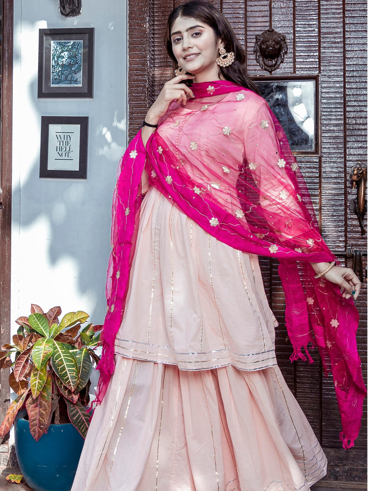 Peach Kurta Sharara Set