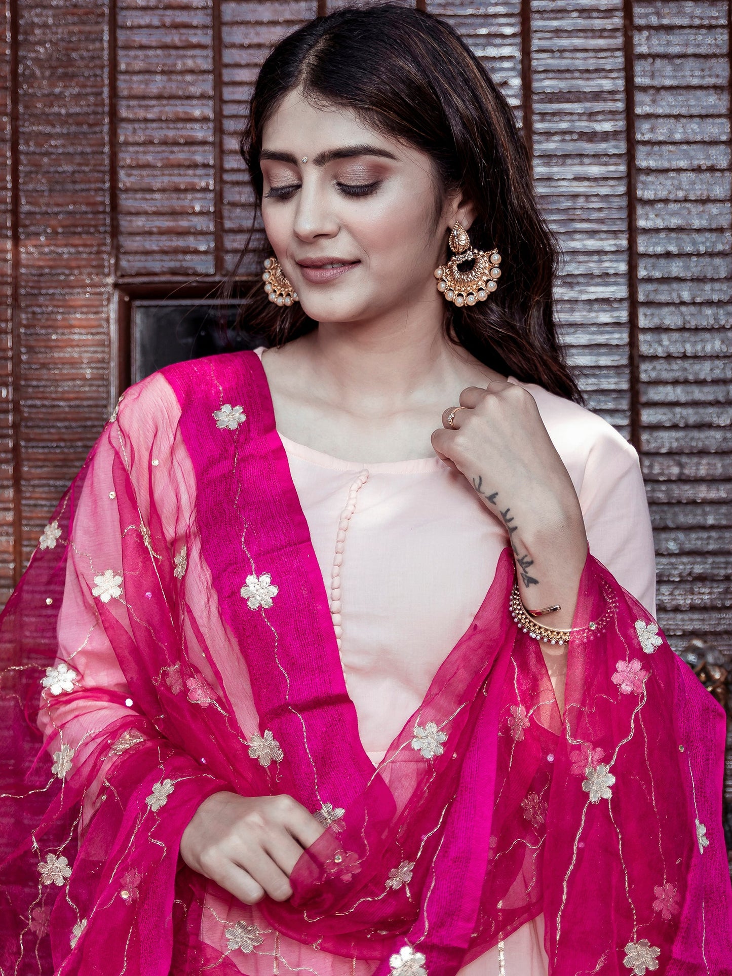 Peach Kurta Sharara Set