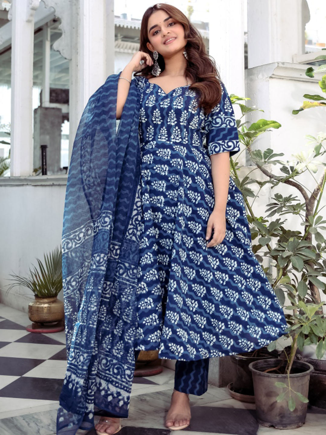 Blue Indigo Anarkali Pant