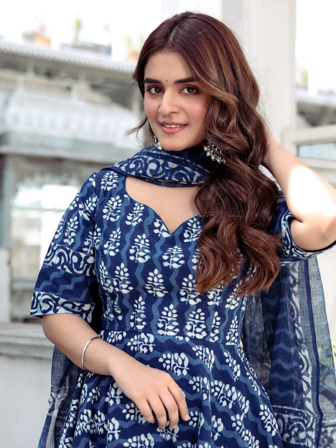 Blue Indigo Anarkali Pant
