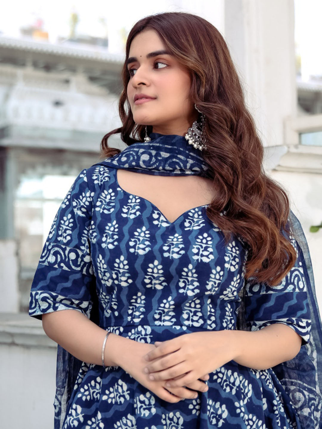 Blue Indigo Anarkali Pant