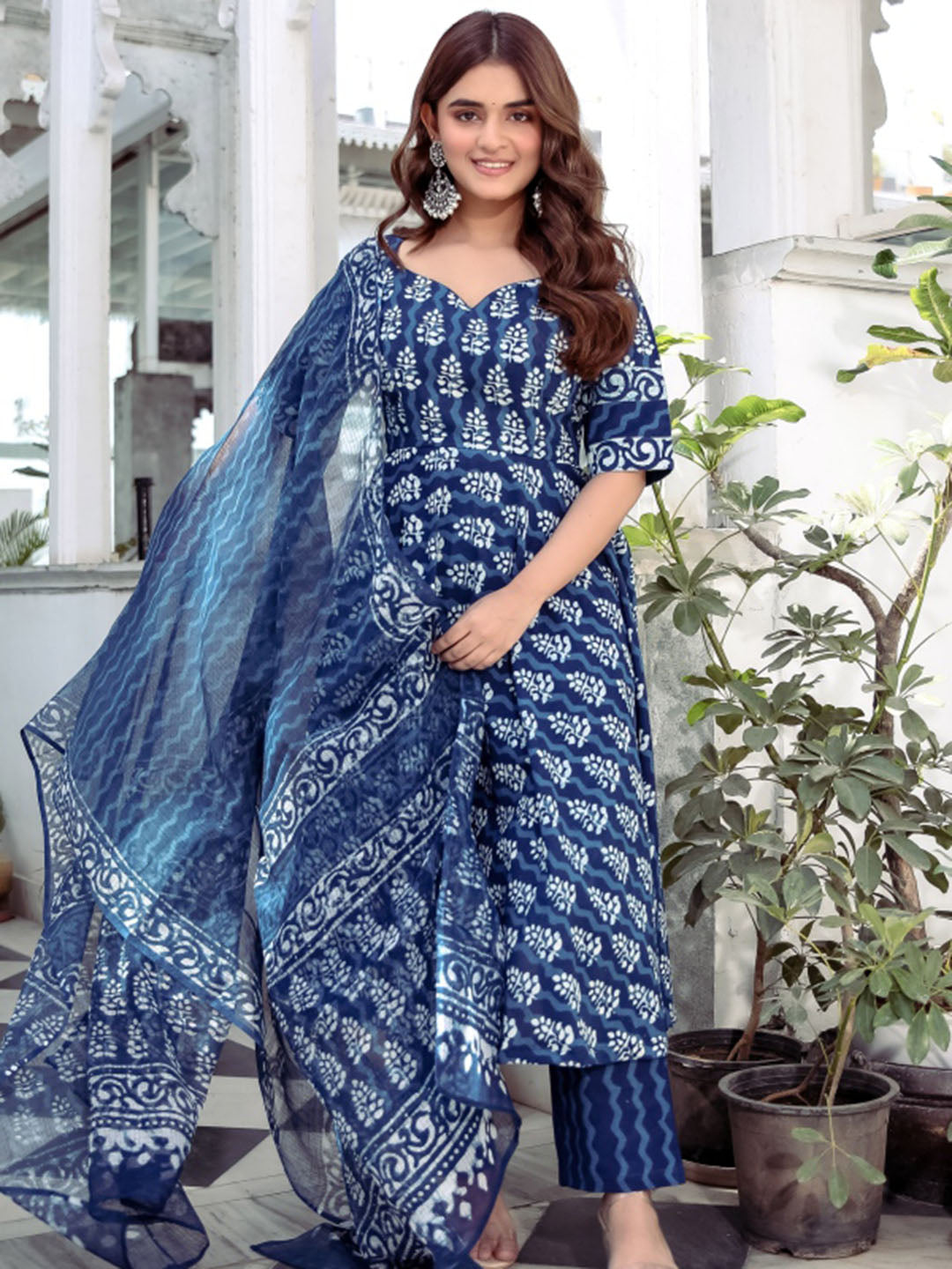 Blue Indigo Anarkali Pant