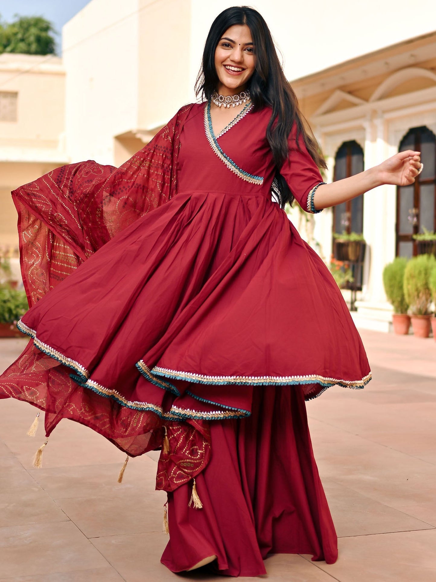 Maroon Sharara Set