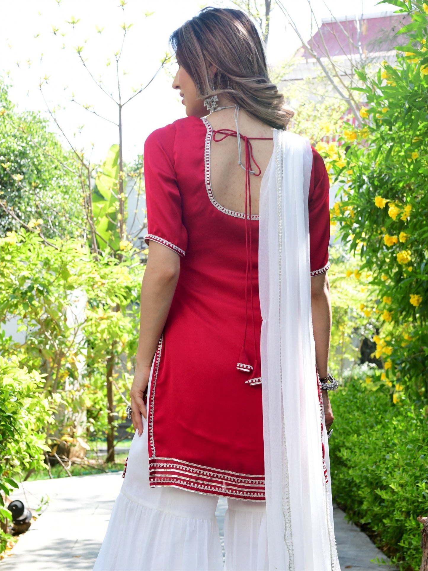 Pink And White Kurta Sharara set