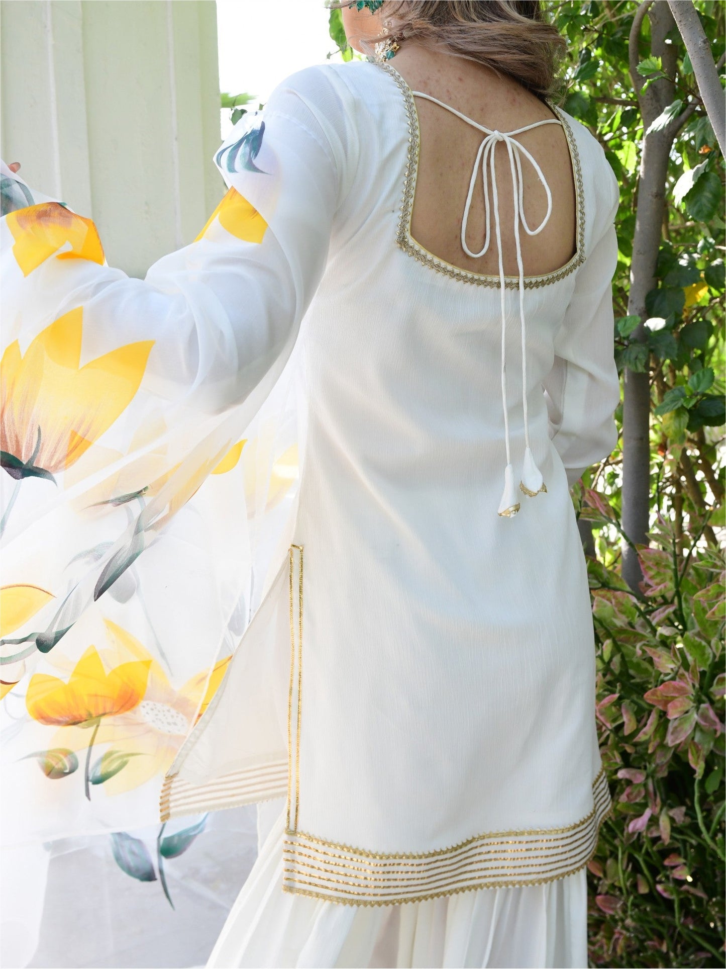 White Kurta And Sharara Set