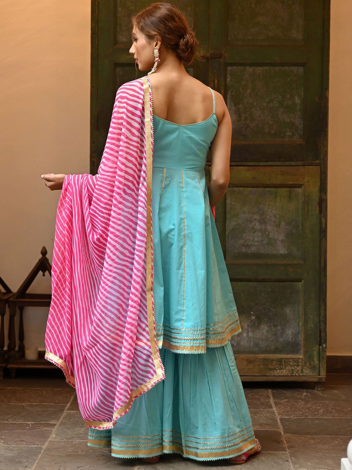Blue Leheriya Sharara Set
