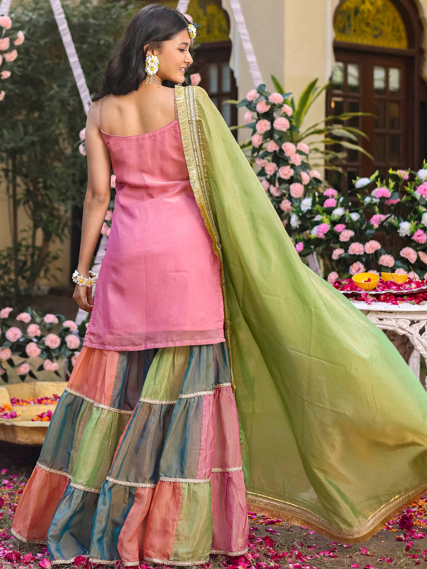 Pink Multicolored Kurta Sharara Set