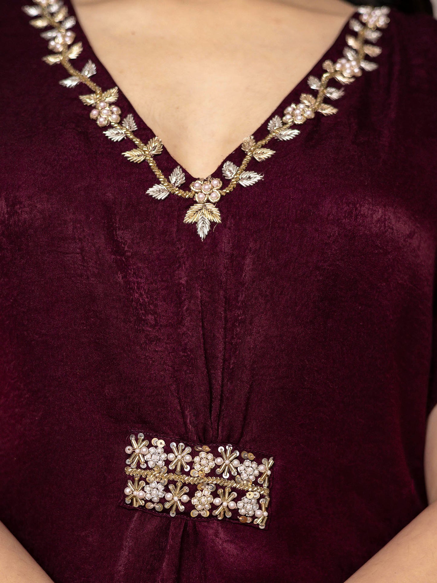Burgundy Apricot kaftan Dress