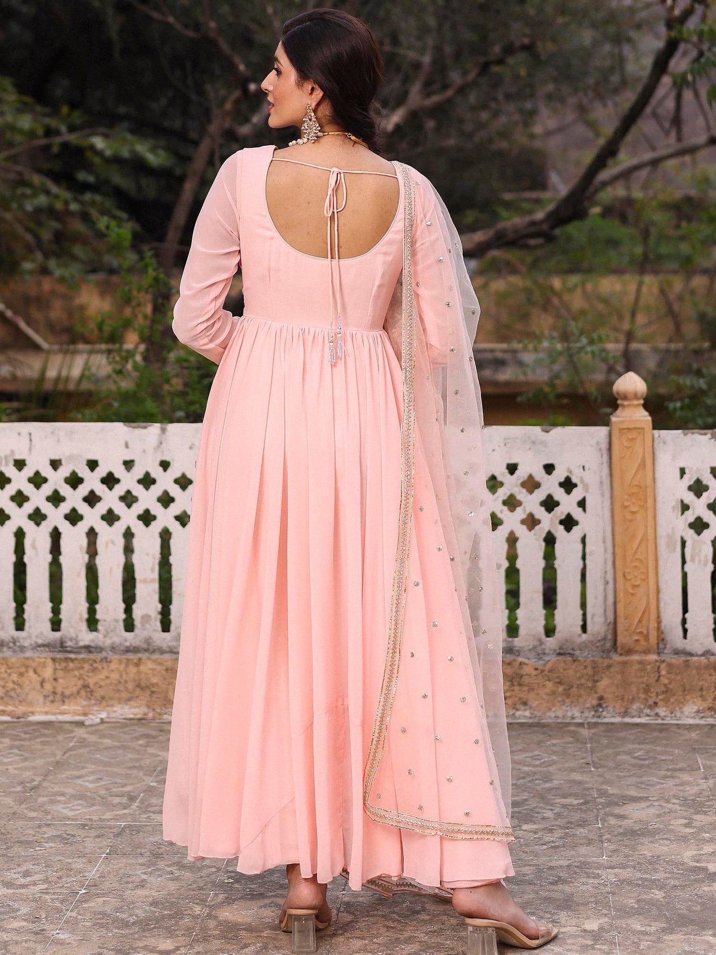 PINK MUKAISH ANARKALI SET