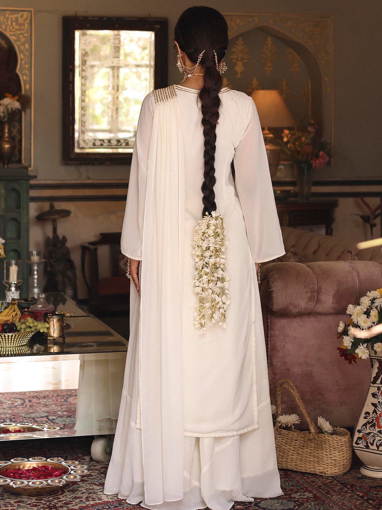 OFF WHITE KURTA SHARARA SET