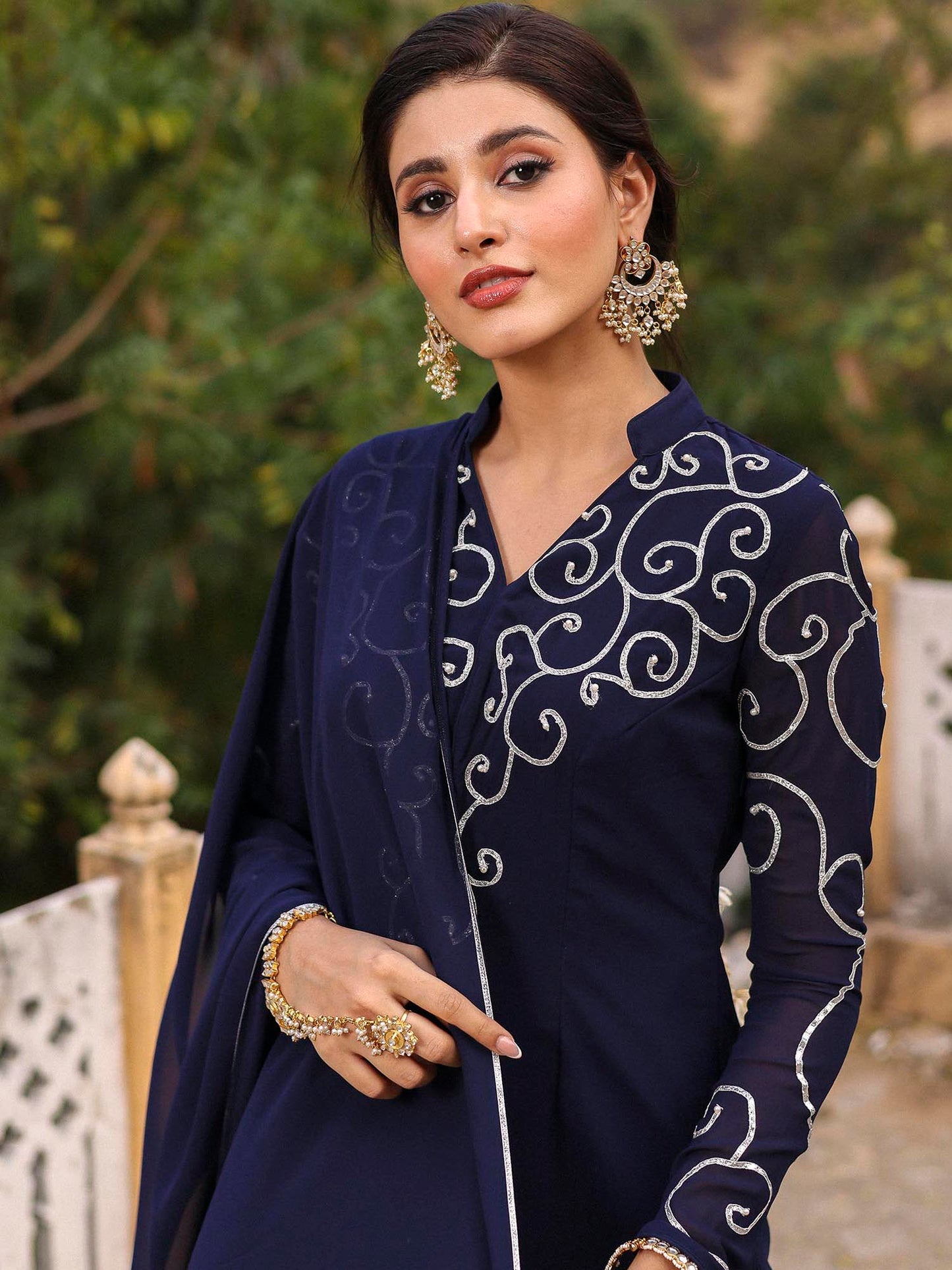 NAVY BLUE KURTA SHARARA SET