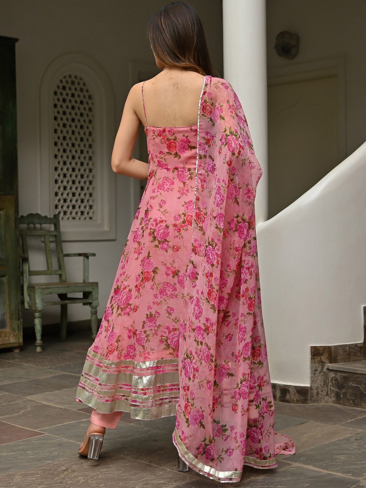 Pink Printed Anarkali