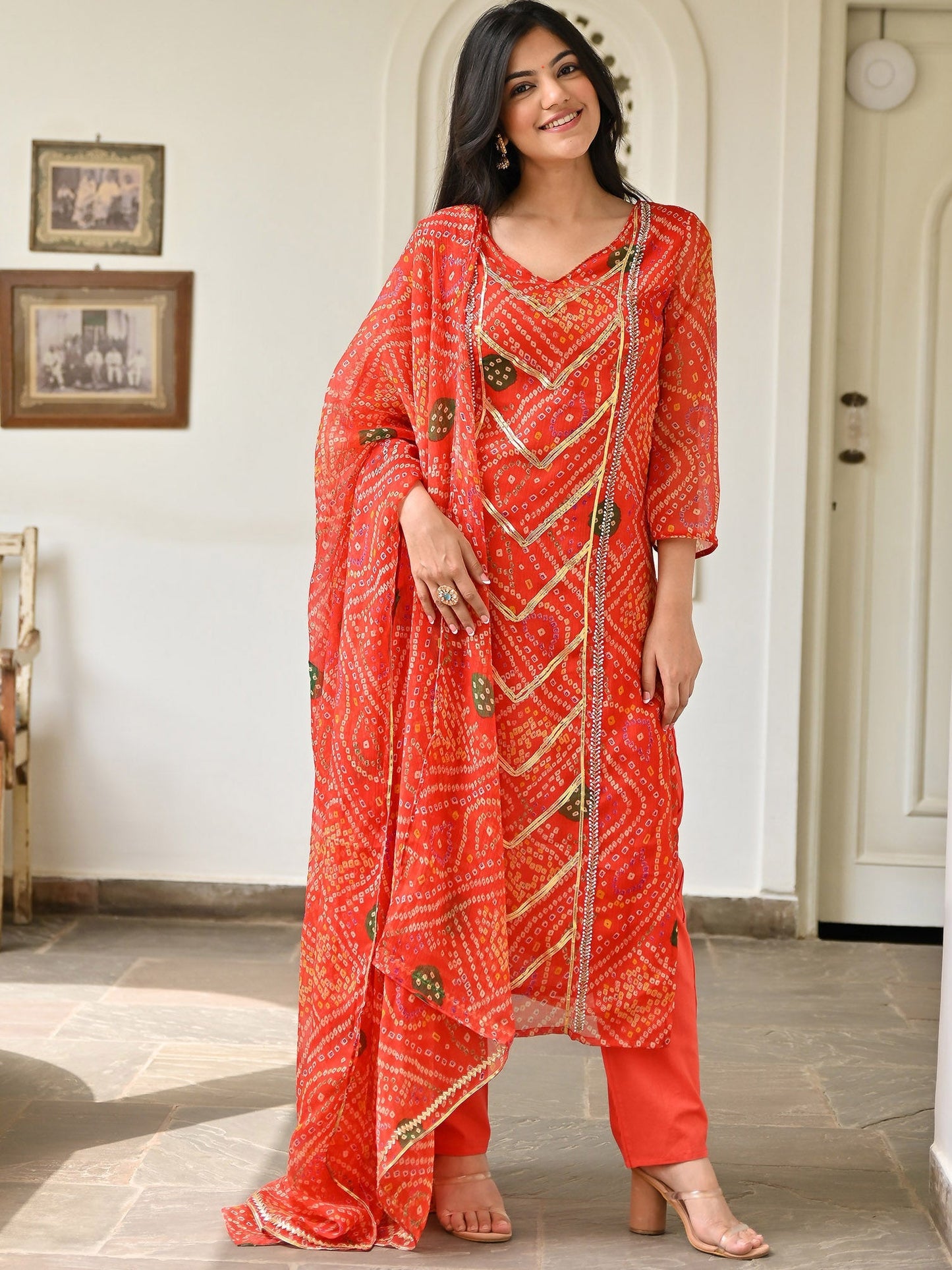 Bandhej Printed Kurta Set