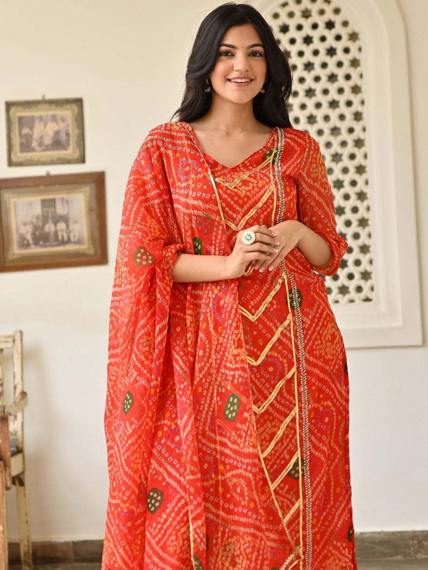 Bandhej Printed Kurta Set