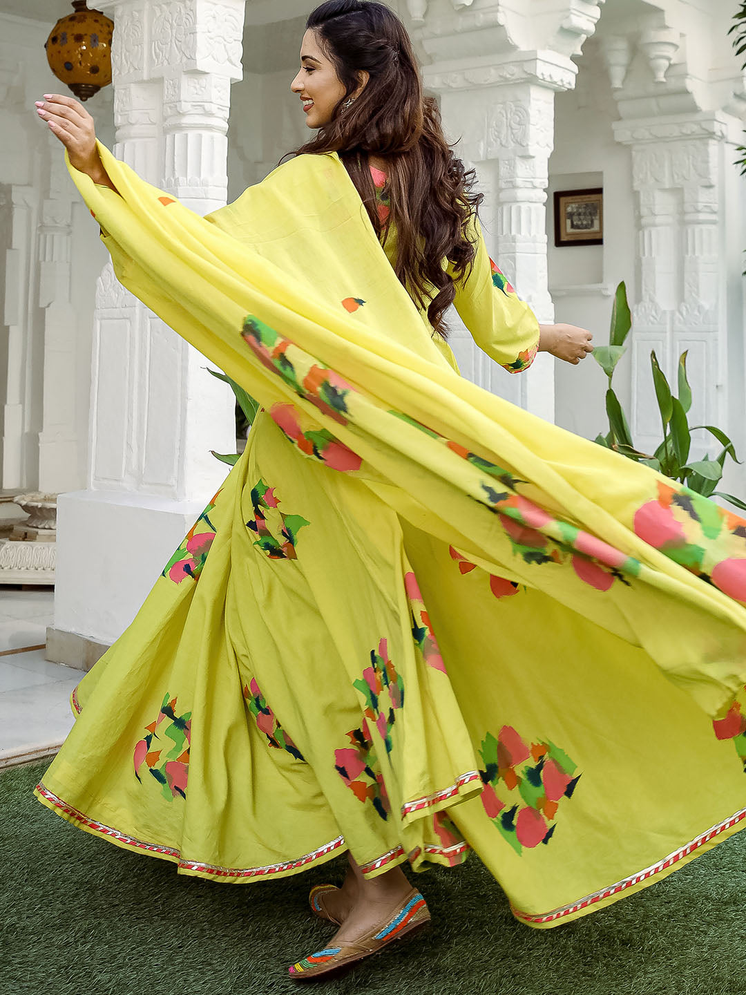 Green Anarkali Brush Suit Set