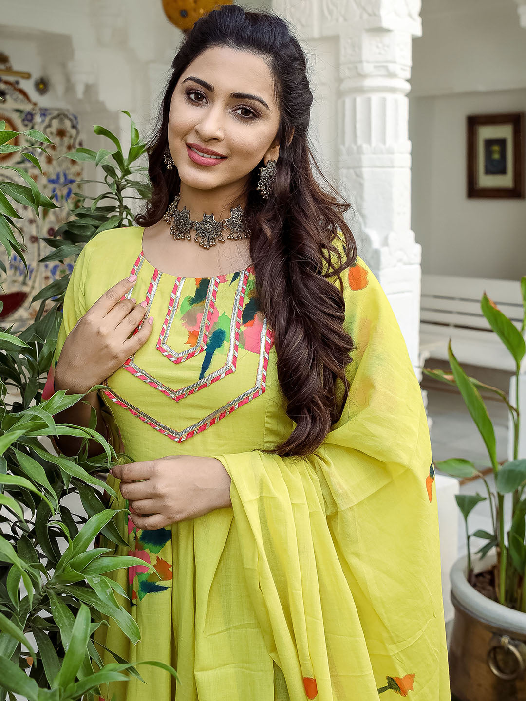 Green Anarkali Brush Suit Set