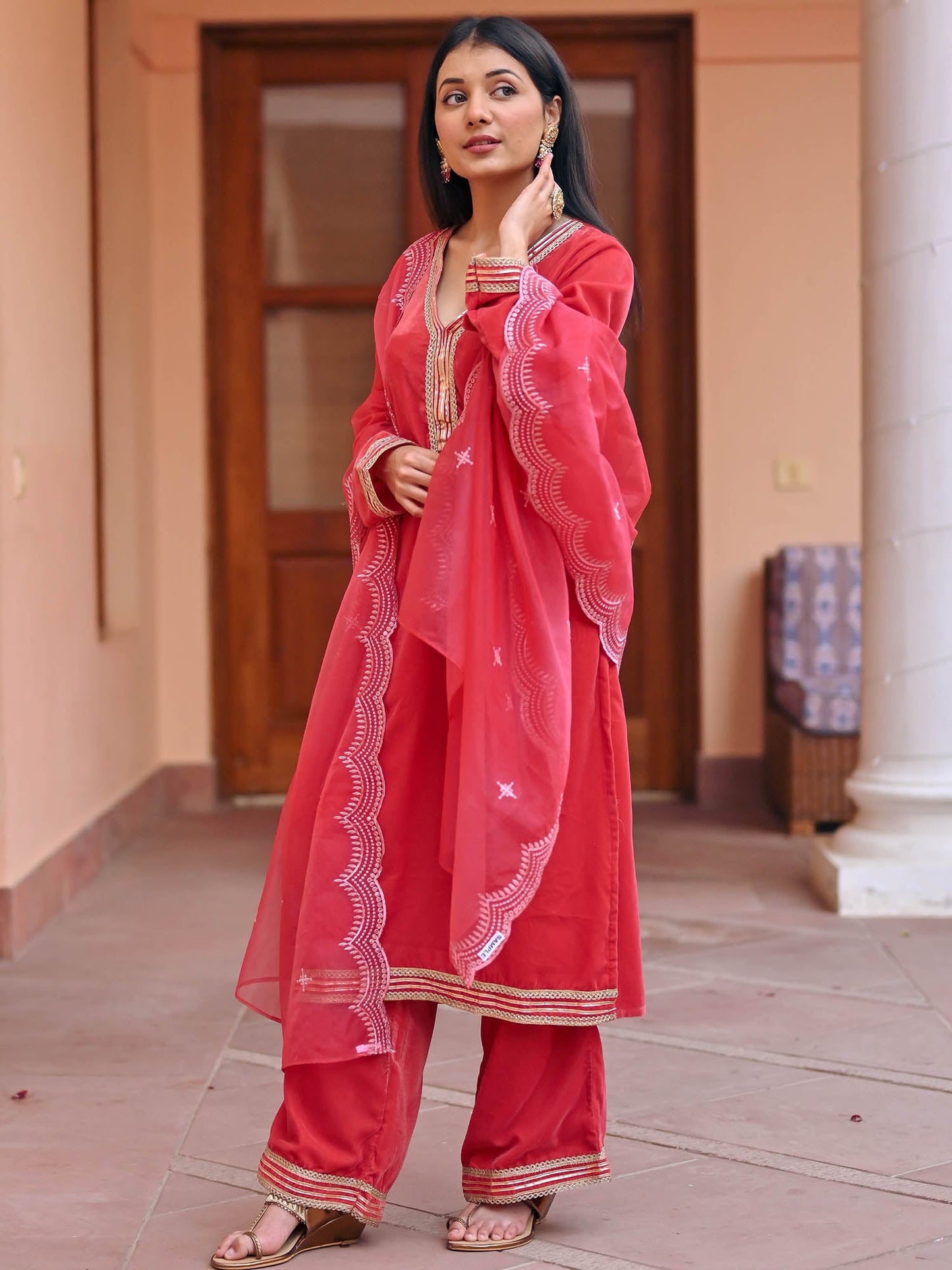 Brown Velvet Kurta Set