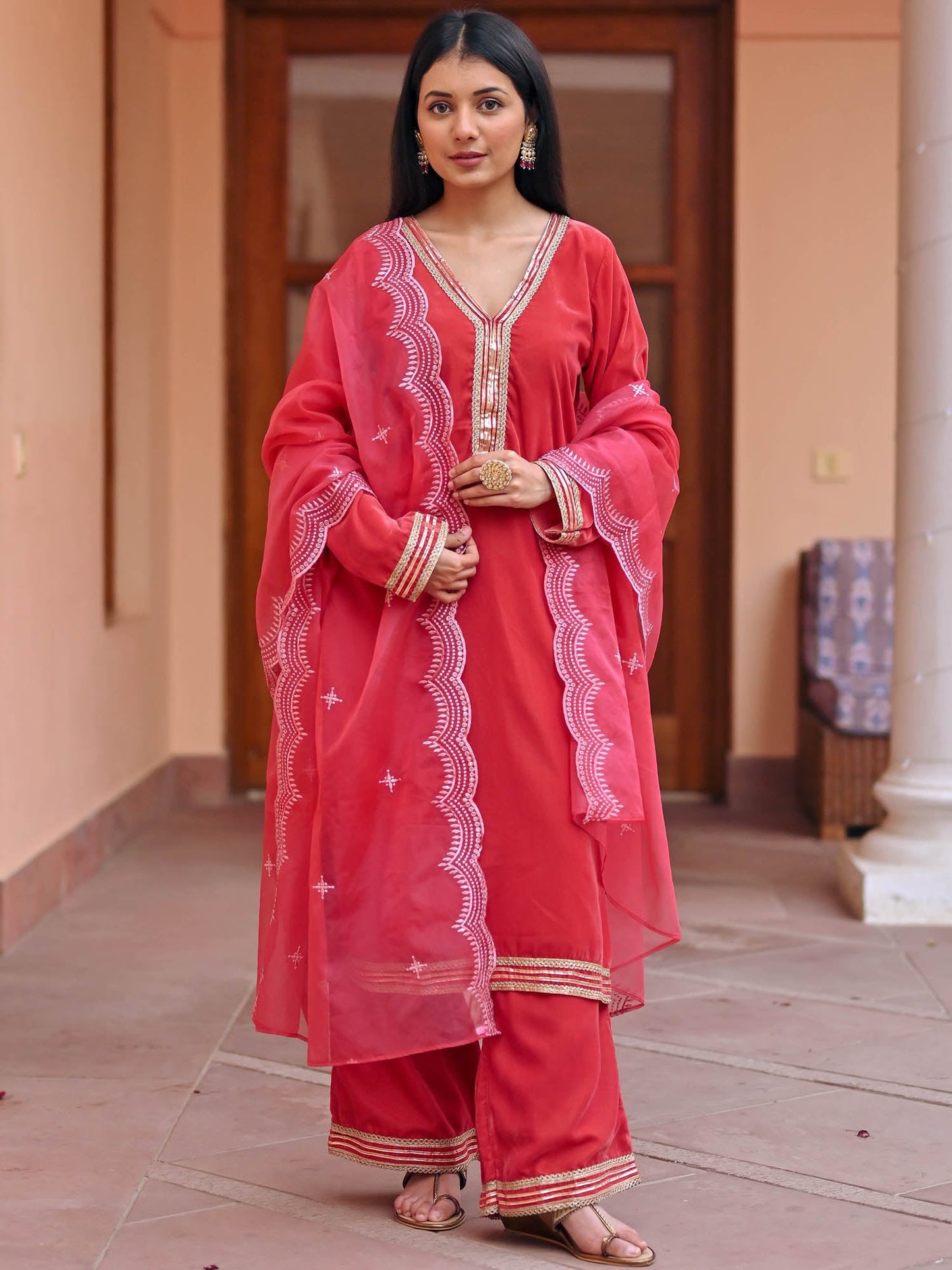 Brown Velvet Kurta Set