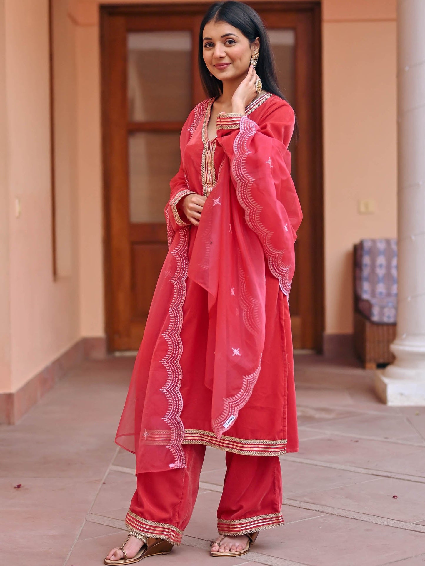 Brown Velvet Kurta Set