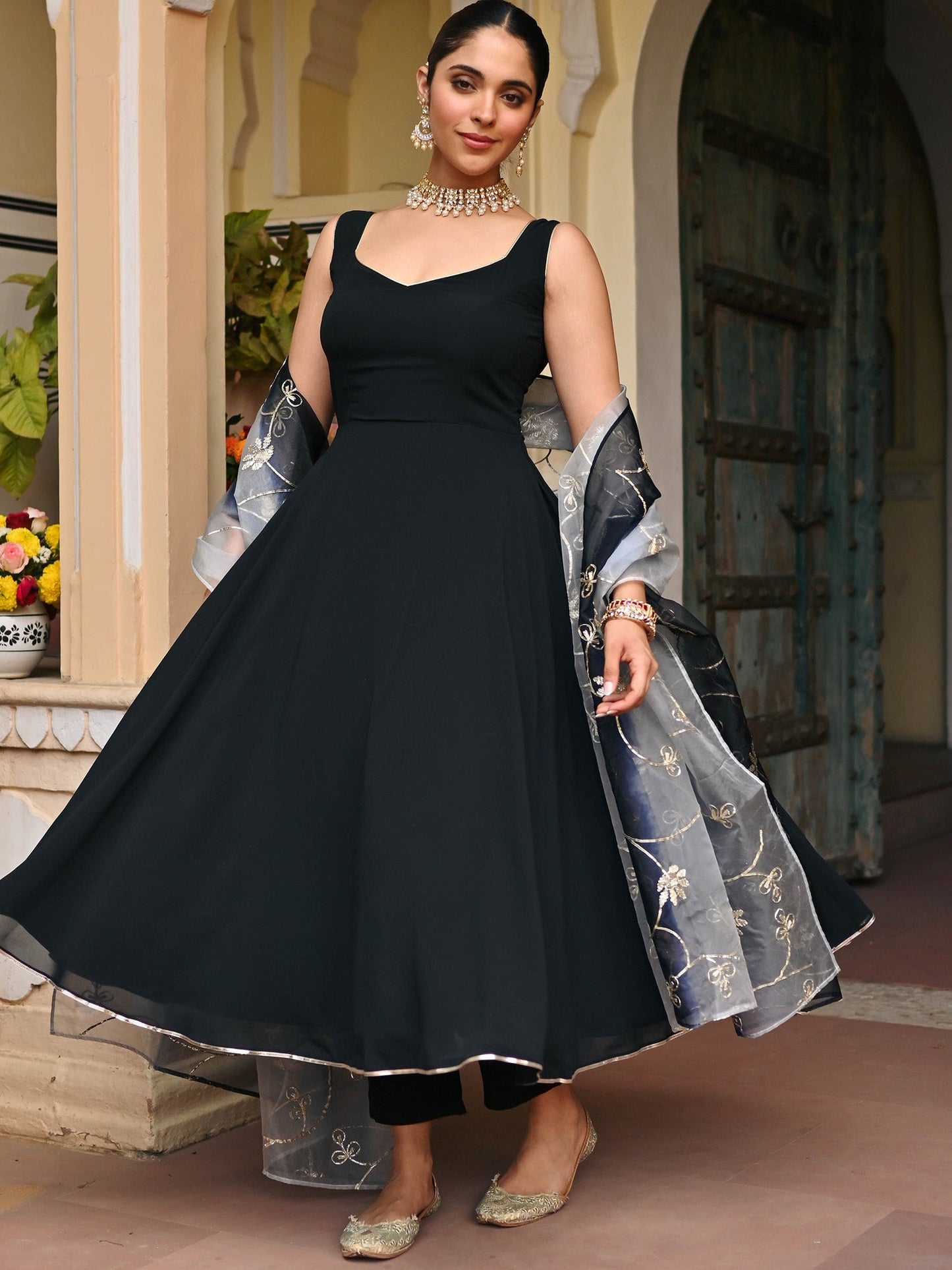 BLACK OMBRE ANRKALI SET